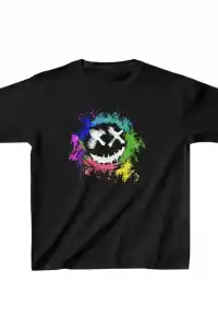 Unisex Çocuk Baskılı T-Shirt - Siyah