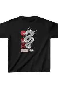 Unisex Çocuk Baskılı T-Shirt - Siyah