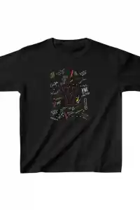 Unisex Çocuk Baskılı T-Shirt - Siyah