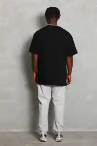 Erkek Düz Yazlık Kısa Kol Tişört Bisiklet Yaka Oversize T-Shirt - Siyah