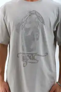 ERKEK Tişört TAŞ Detaylı Bisiklet Yaka  Kısa kol T-Shirt - Gri