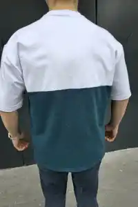 Erkek Kısa Kol Yazlık Tişört Torba Cepli Parçalı T-Shirt - Lacivert