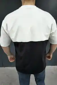 Erkek Kısa Kol Yazlık Tişört Torba Cepli Parçalı T-Shirt - Siyah