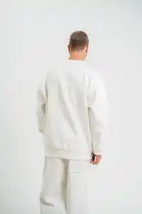Erkek Uzun Kol Bisiklet Yaka 3 iplik Pamuklu Kışlık SweatShirt  - Beyaz