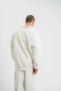 Erkek Uzun Kol Bisiklet Yaka 3 iplik Pamuklu Kışlık SweatShirt  - Beyaz