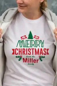 Yılbaşı Merry Christmas Miller Baskılı Oversize Bisiklet Yaka T-shirt - Beyaz