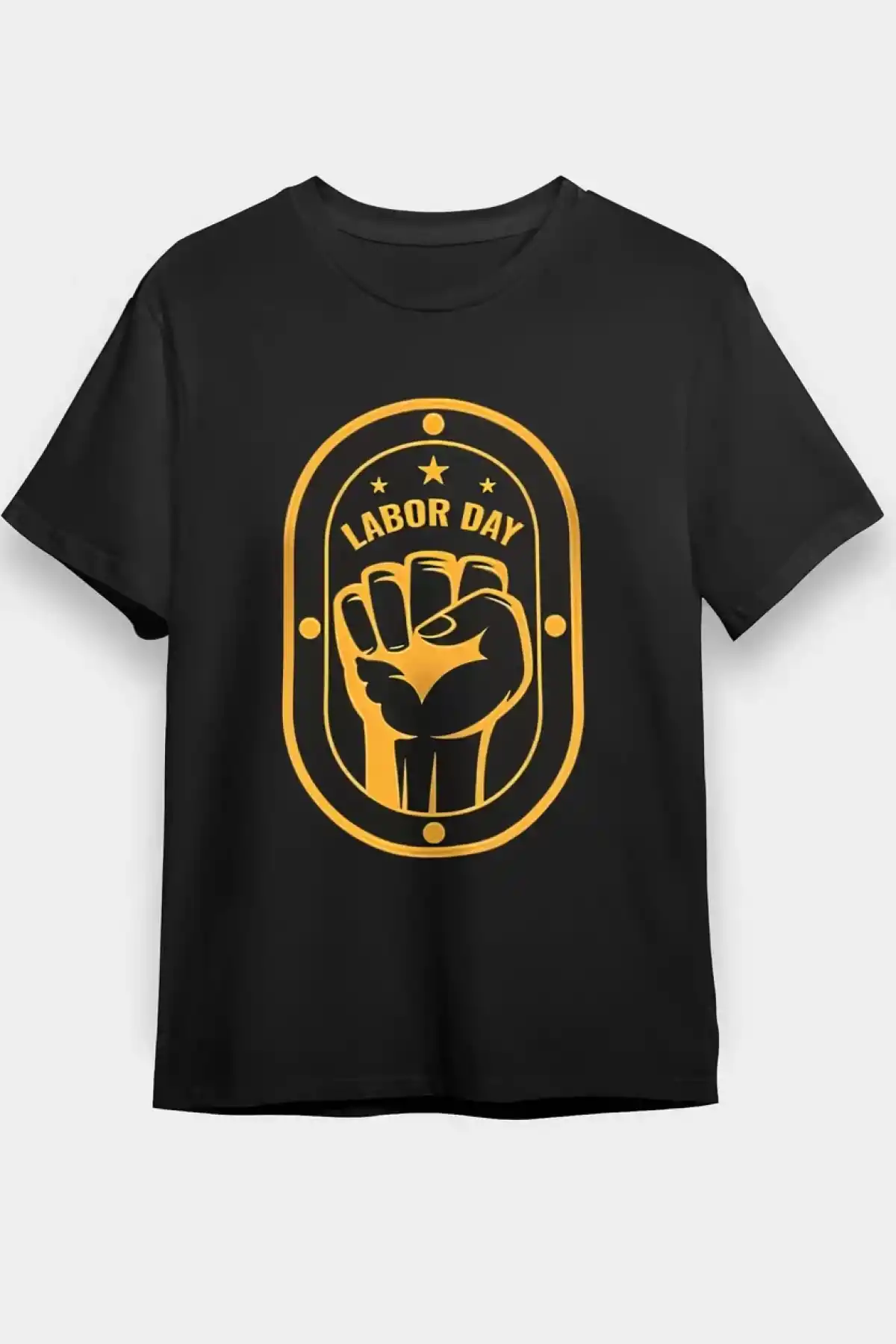 1 Mayıs Emekçilerimiz İçin Özel Tasarım LABOR DAY Baskılı T-shirt - Siyah
