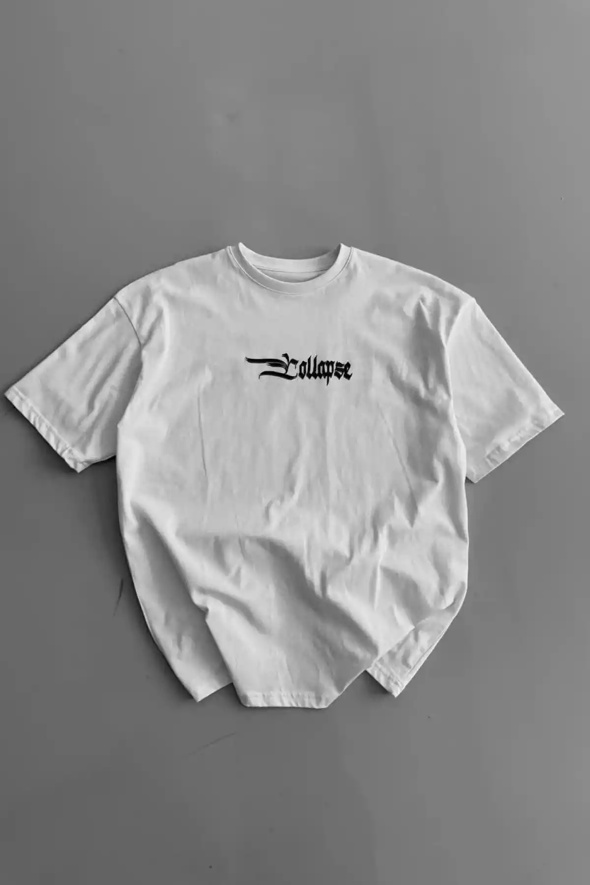 Erkek Penye Compack Baskılı Bisiklet Yaka Kısa Kol - Beyaz