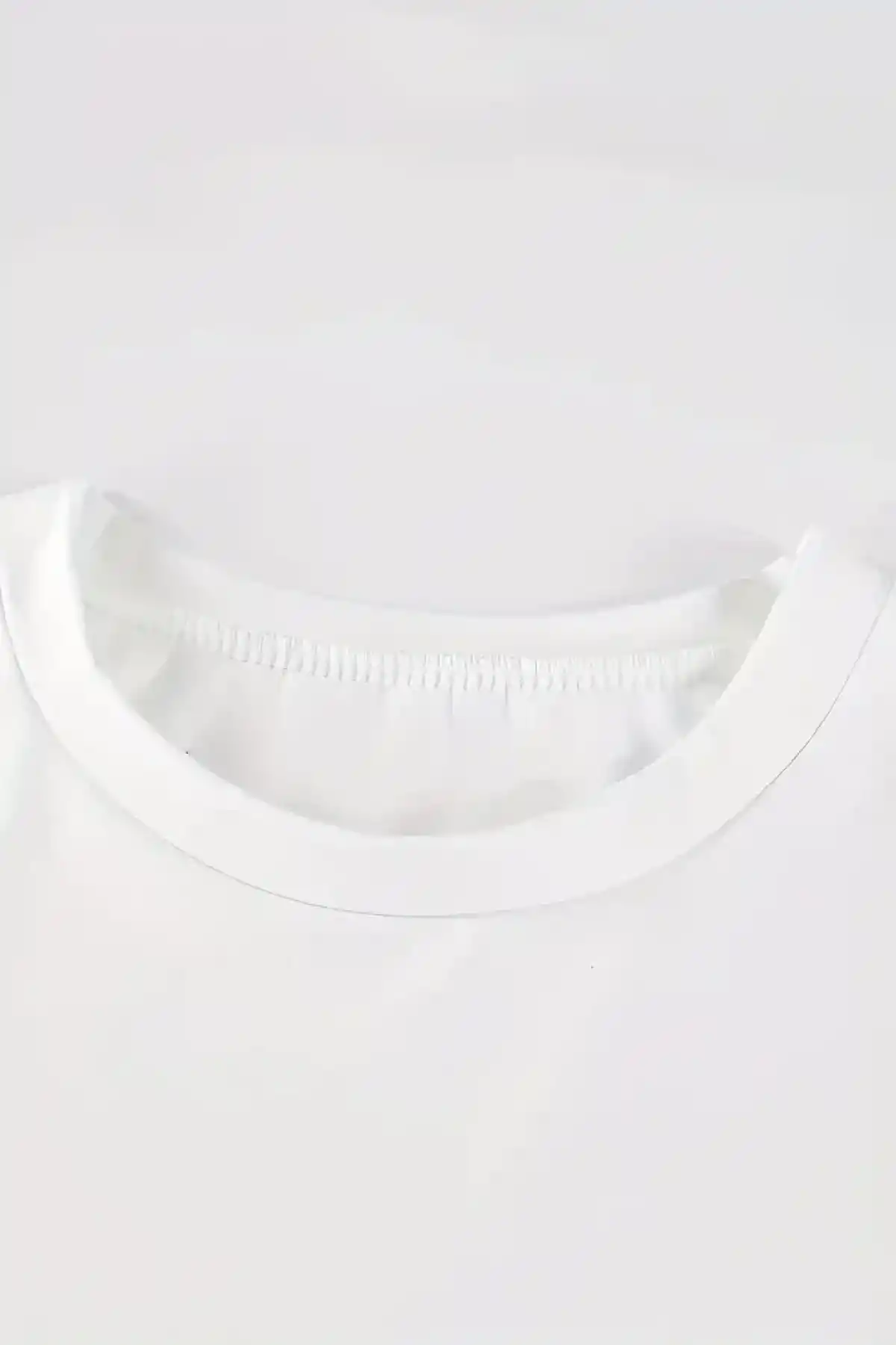 Kadın Penye Compack Baskılı Kısa Kol Bisiklet Yaka T-shirt - Beyaz