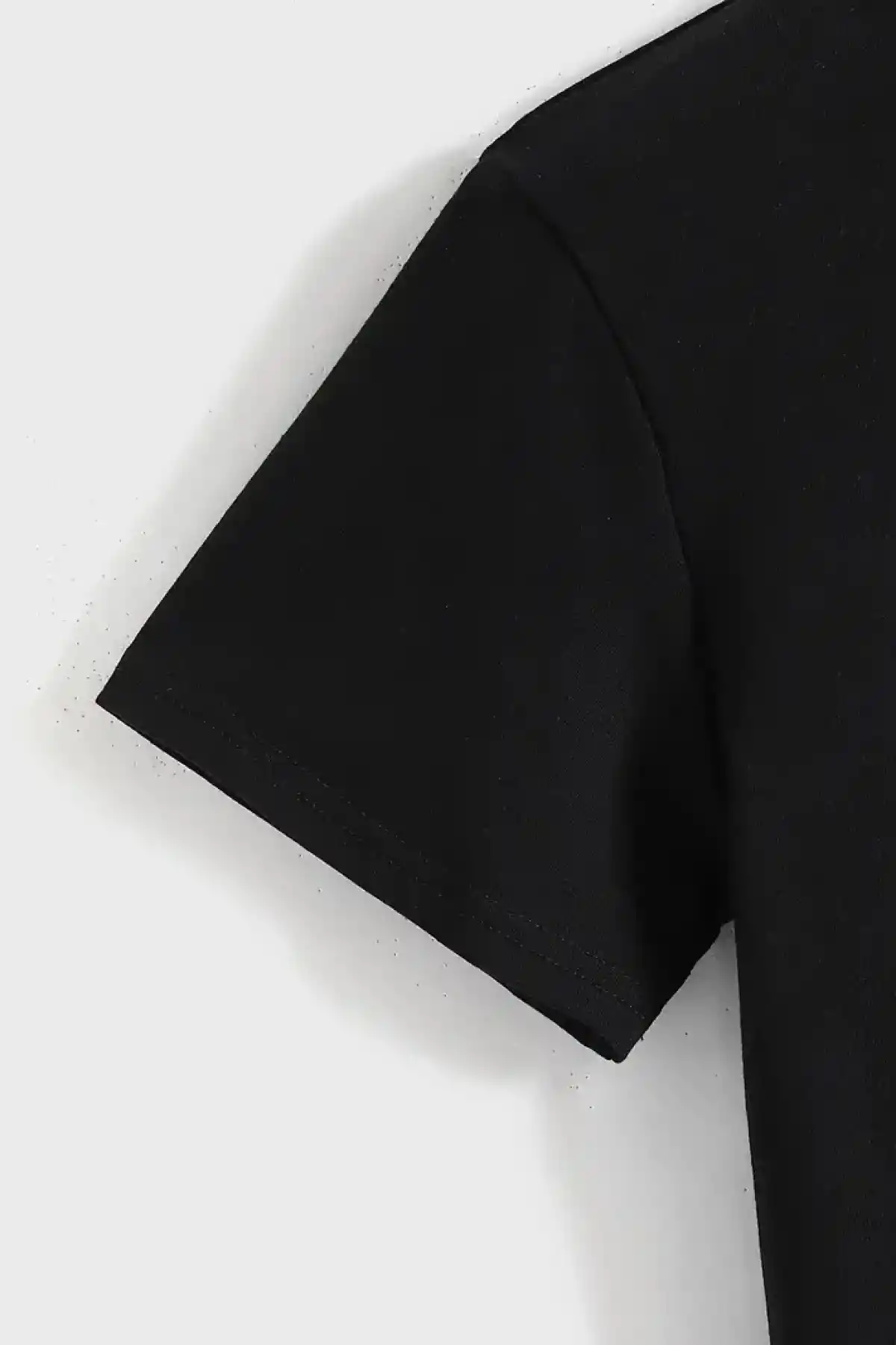 Kadın Penye Compack Baskılı Oversize Kısa Kol Bisiklet Yaka T-shirt - Siyah