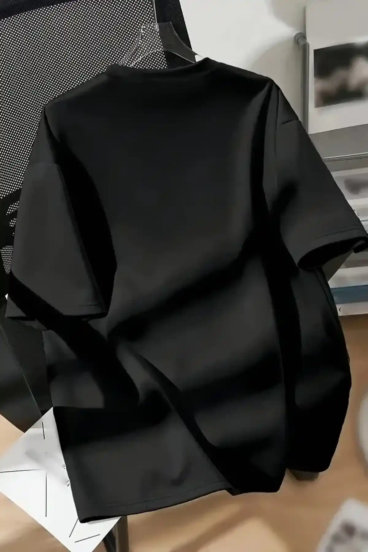 kadın Penye Compack New York Baskılı Oversize Kısa Kol Bisiklet Yaka T-shirt - Siyah