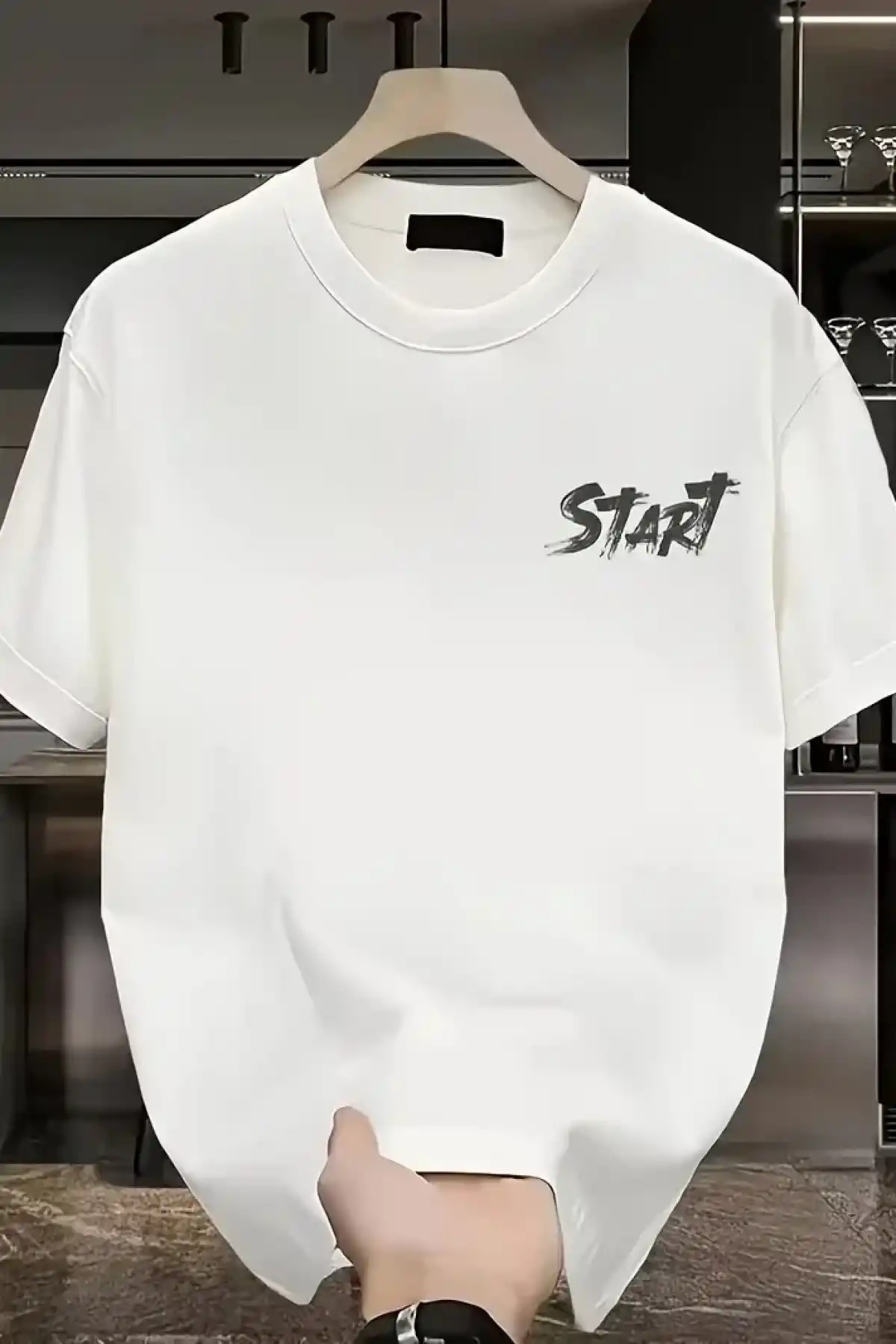 Erkek Penye Compack Start All Over Baskılı Bisiklet Yaka Kısa Kol - Beyaz