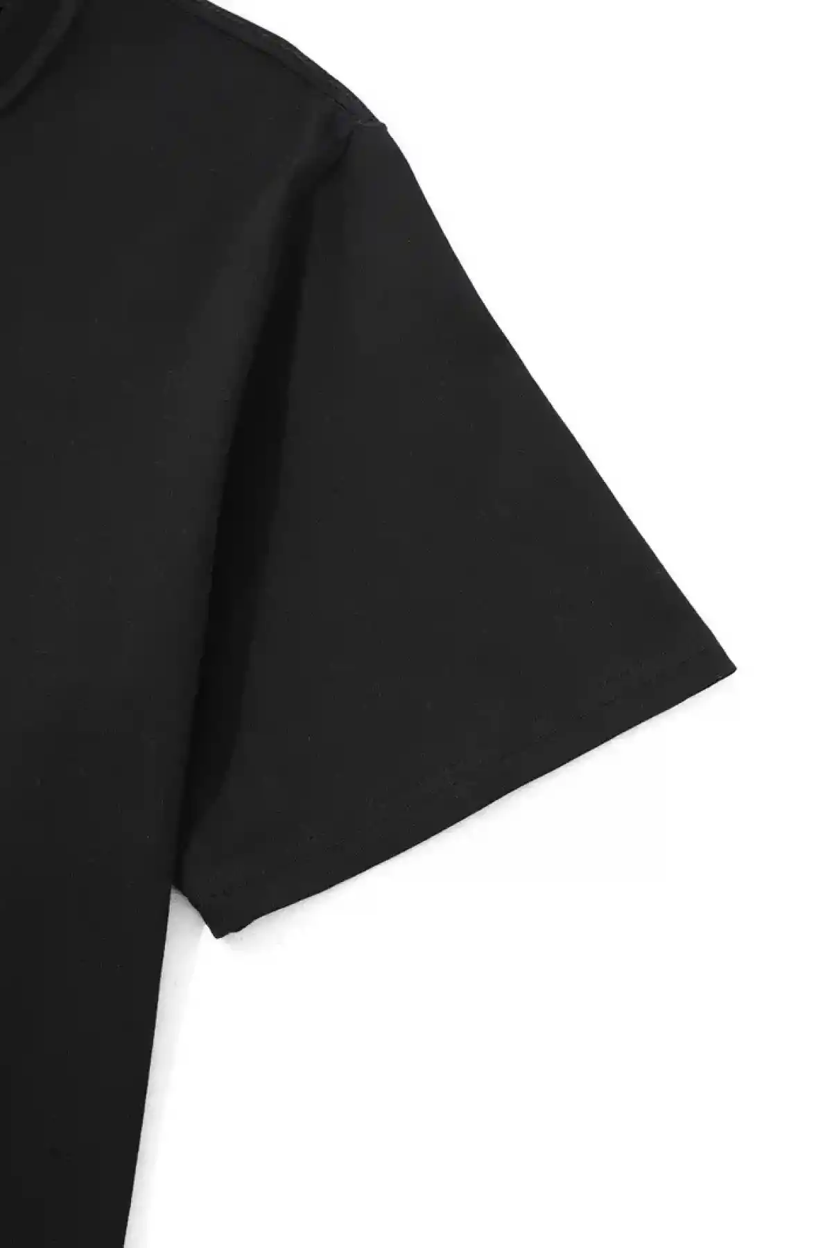 Kadın Penye Compack Uçak Baskılı Bisiklet Yaka Kısa Kol T-shirt - Siyah