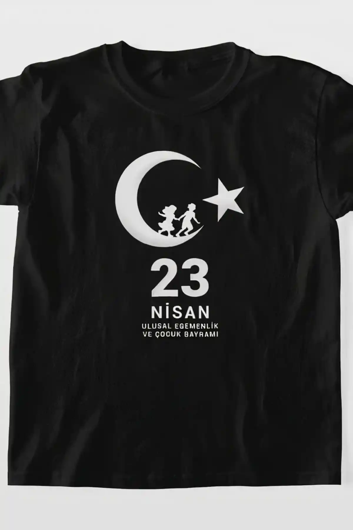 23 Nisan Çocuk Bayramı Baskılı Özel T-shirt - Siyah