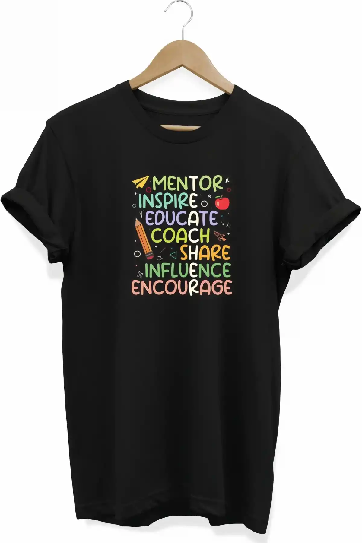 24 Kasım Öğretmenler Günü Baskılı T-shirt - Siyah