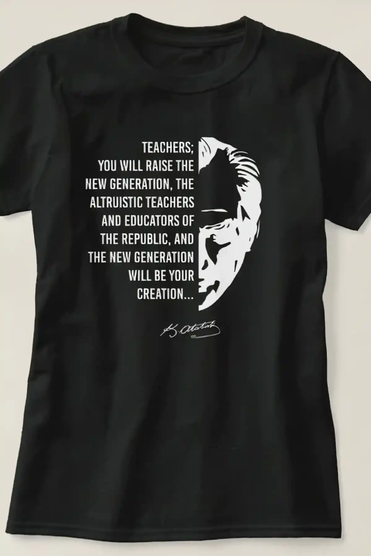24 Kasım Öğretmenler Günü Baskılı T-shirt - Siyah