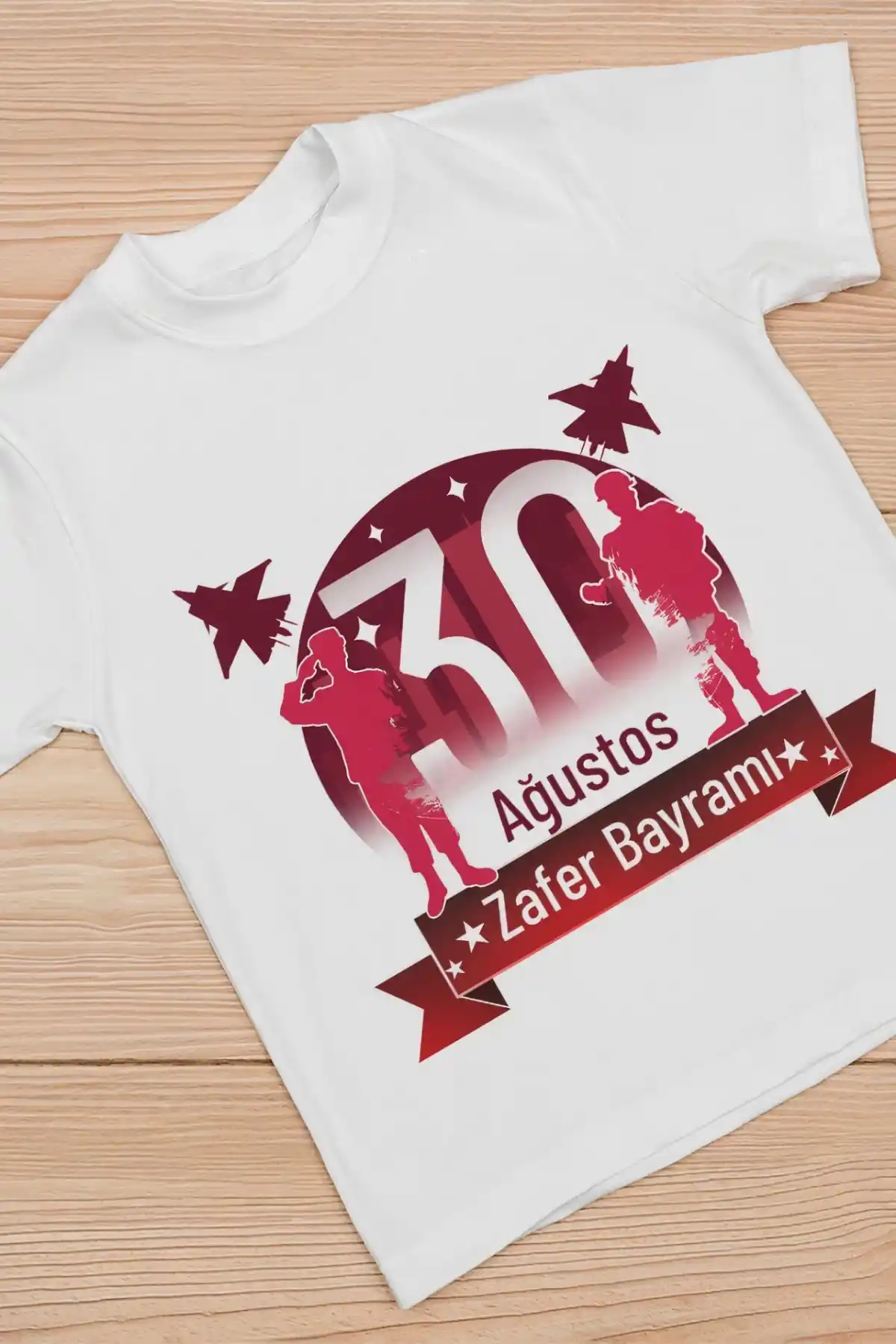 30 Ağustos Unisex Baskılı T-shirt - Beyaz