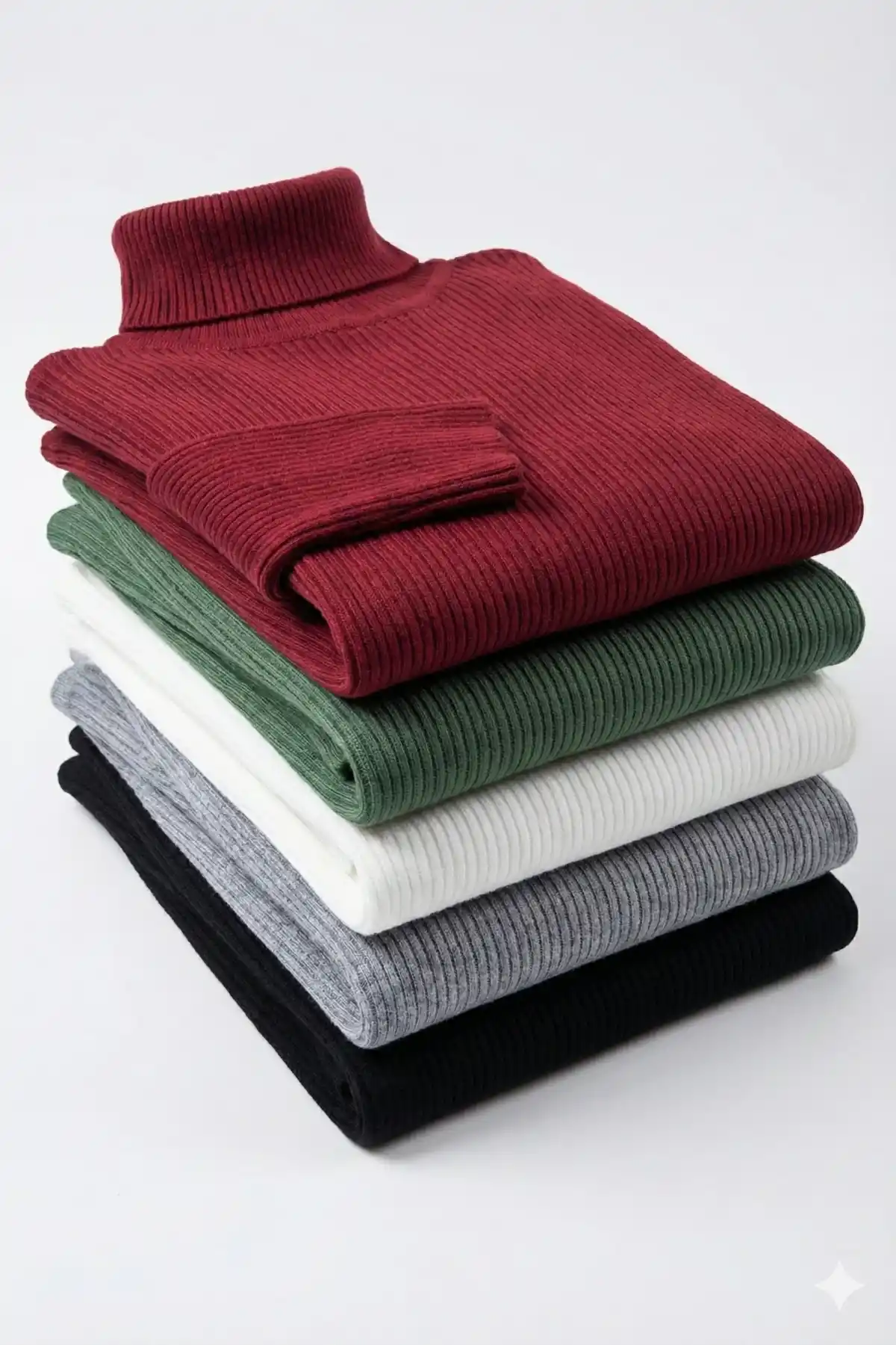 ERKEK 5li Siyah, Beyaz, Bordo, Gri, Haki Kaşkorse Boğazlı Full Likralı Fitilli Body Kazak