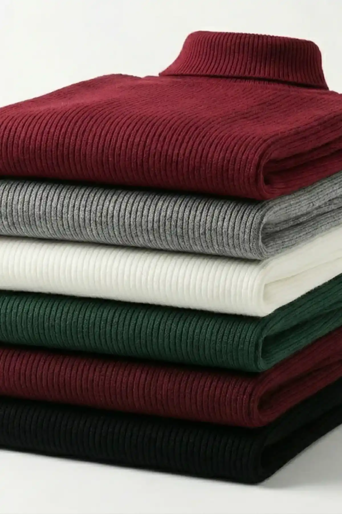 ERKEK 6lı Siyah, Beyaz, Bordo, Gri, Haki Kaşkorse Boğazlı Full Likralı Fitilli Body Kazak