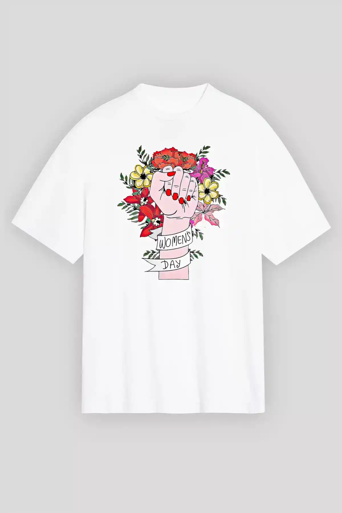8 Mart Dünya Kadınlar Günü İçin Özel Baskılı T-shirt - Beyaz