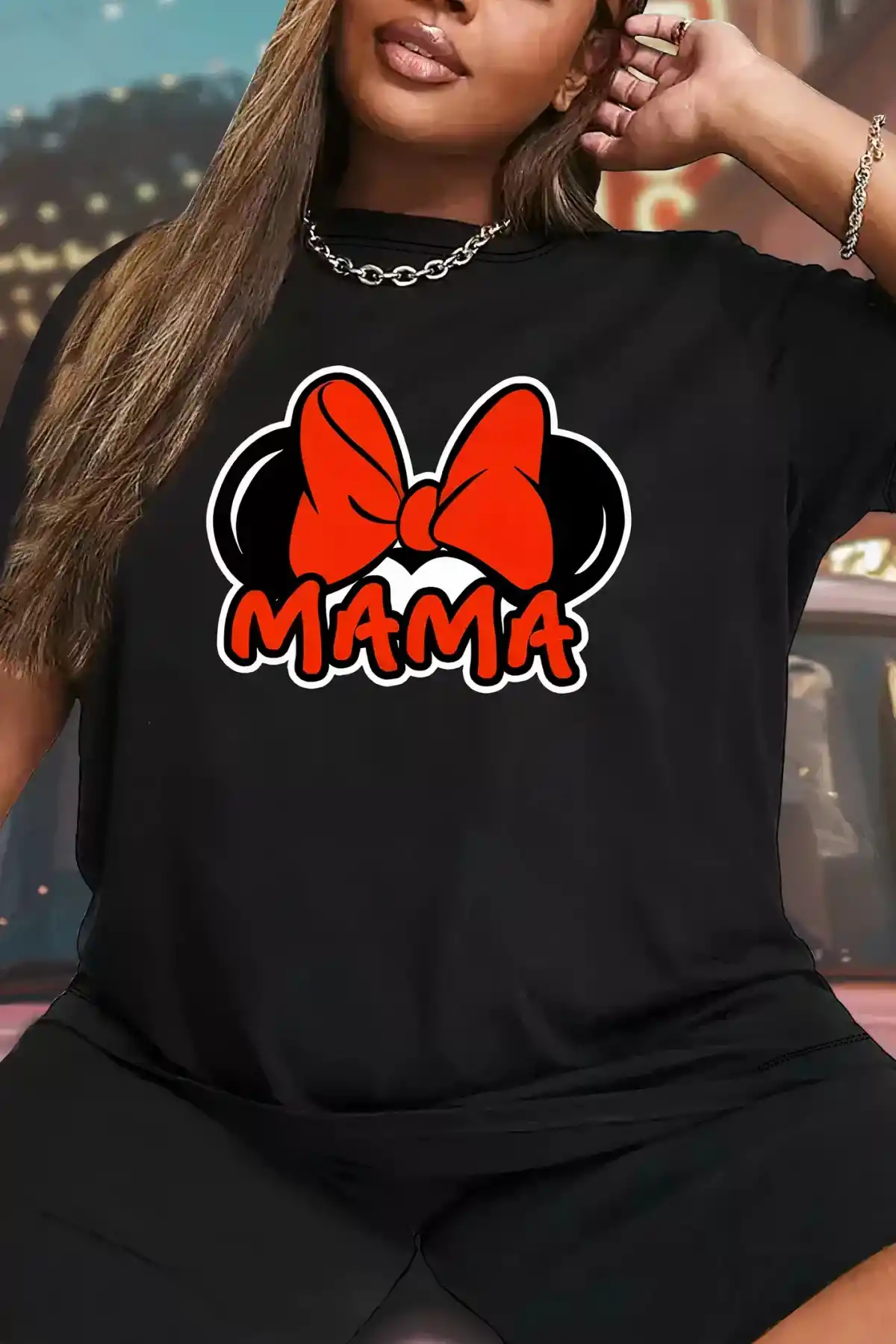 Anneler Günü Baskılı T-shirt - Siyah