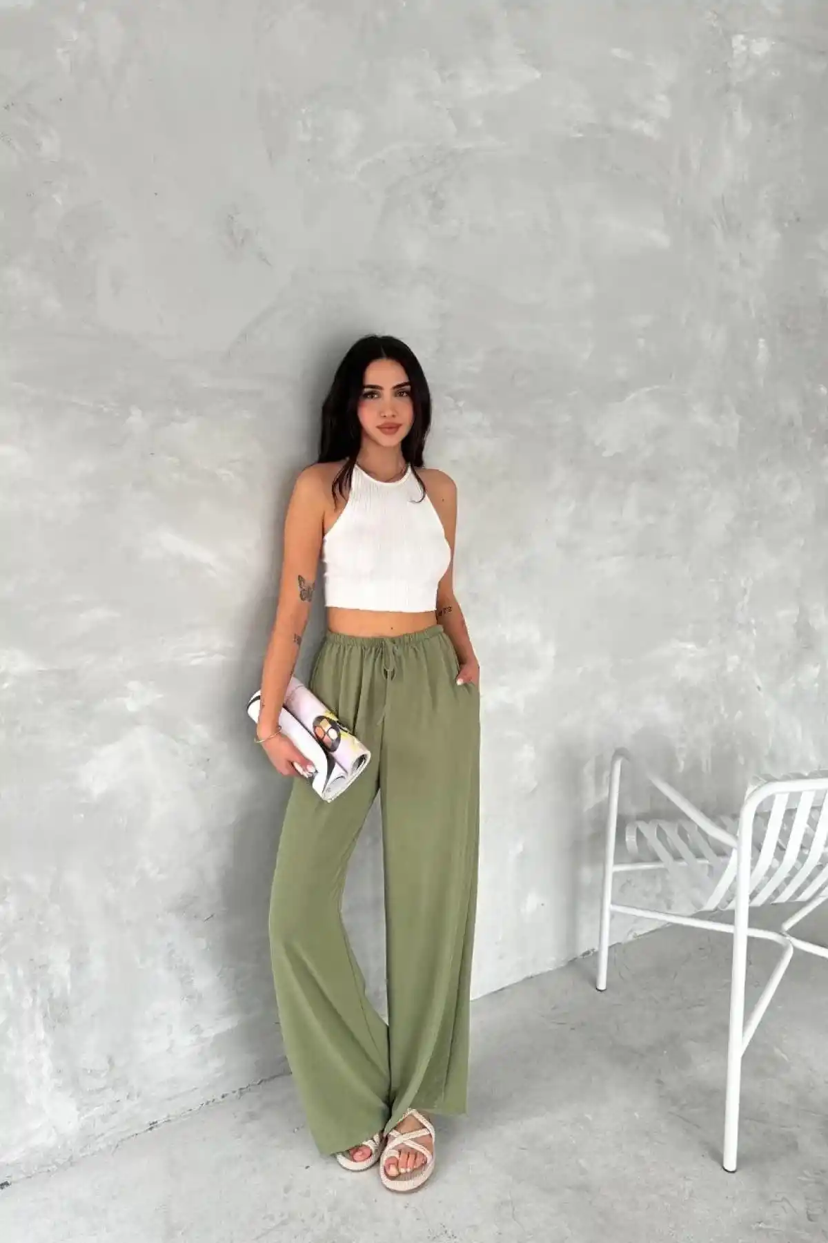 Ayrobin Oversize Kadın Pantalon - Mint Yeşili