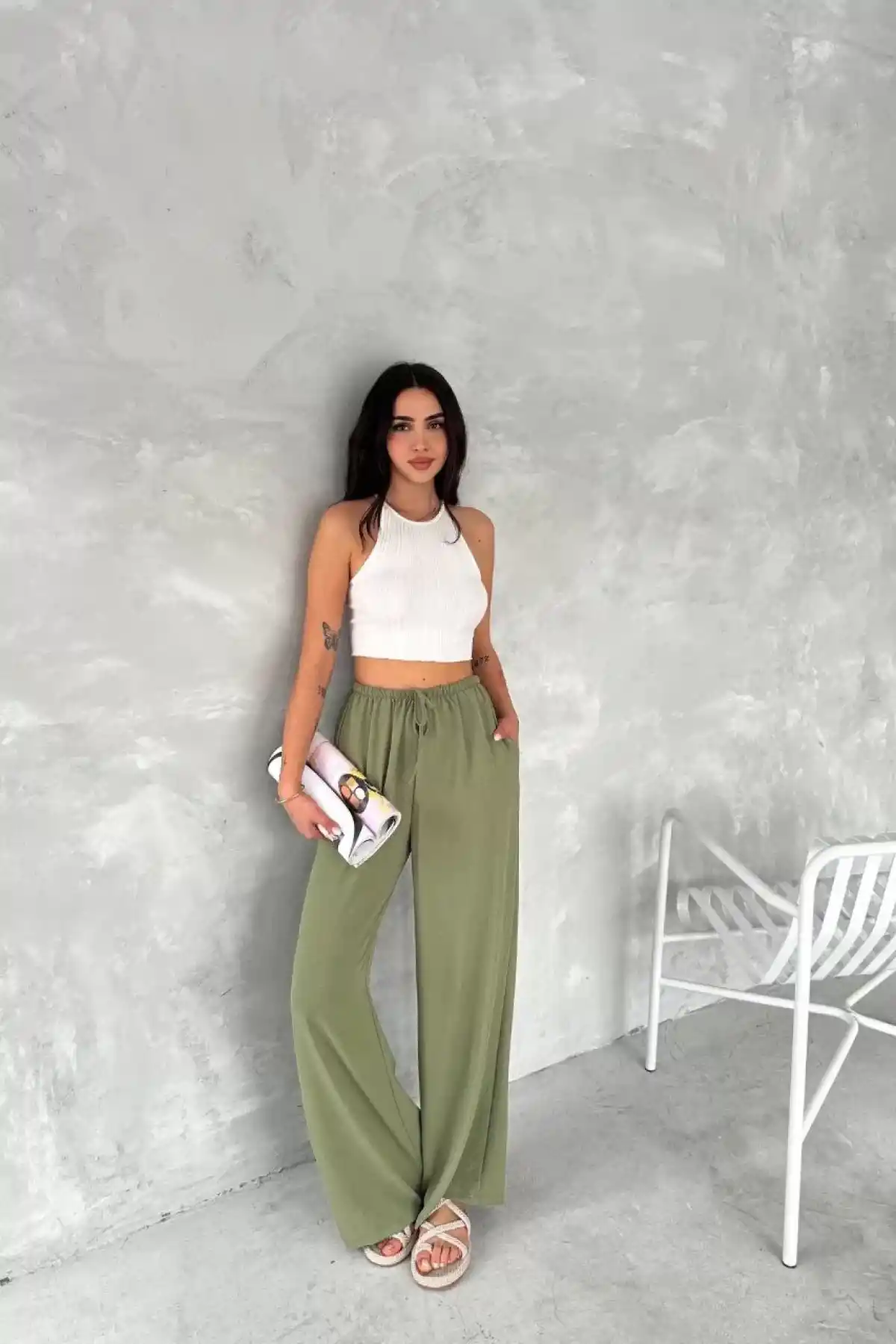 Ayrobin Oversize Kadın Pantalon - Mint Yeşili