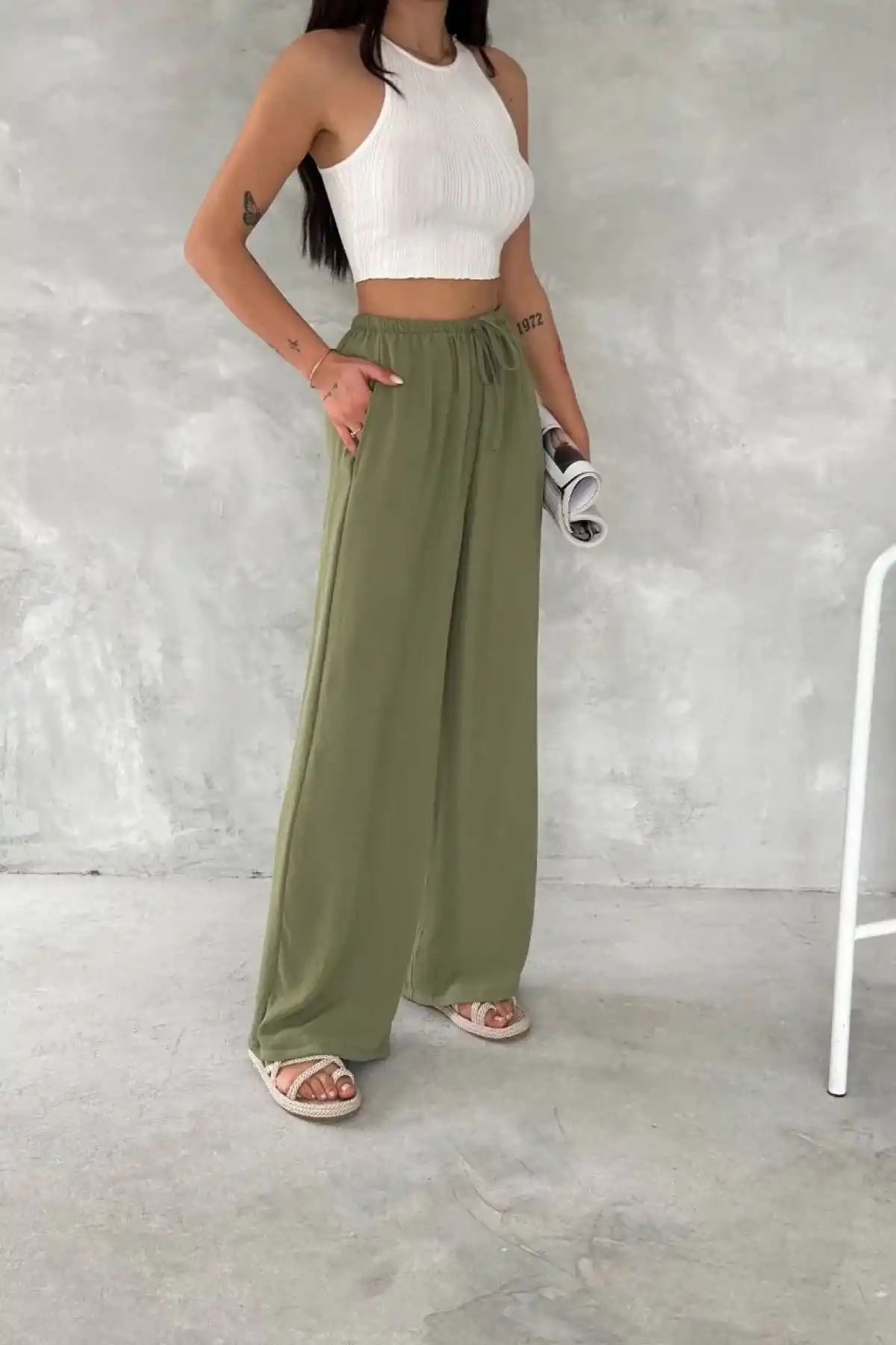 Ayrobin Oversize Kadın Pantalon - Mint Yeşili