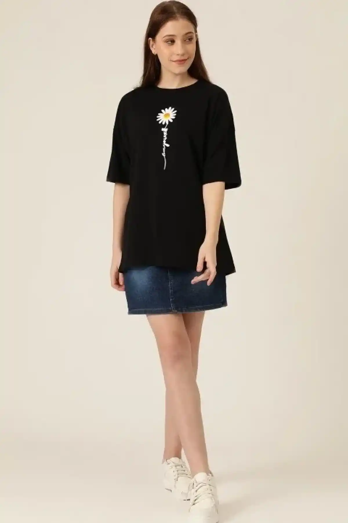 Baskılı Kadın T-shirt - Siyah