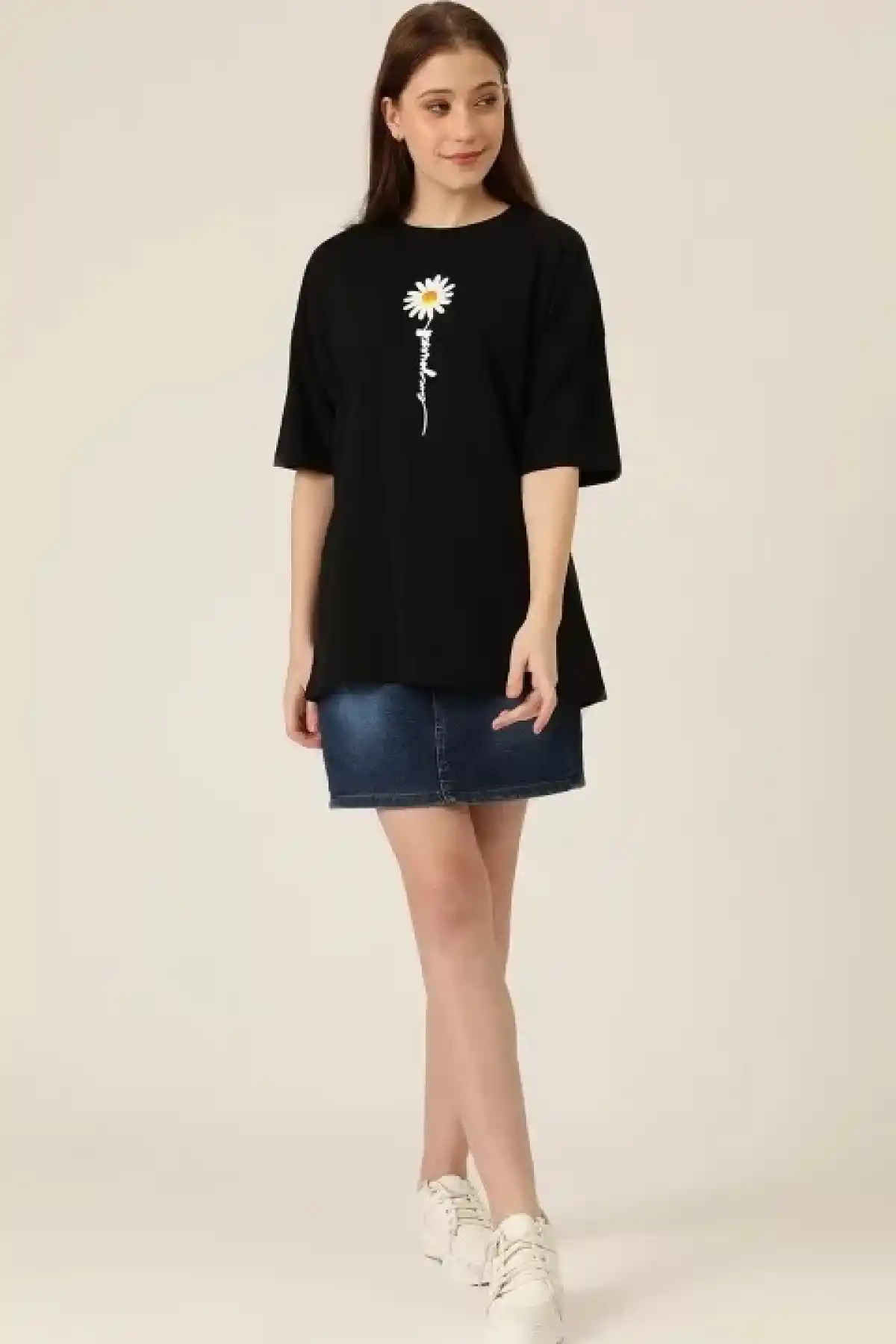 Baskılı Kadın T-shirt - Siyah