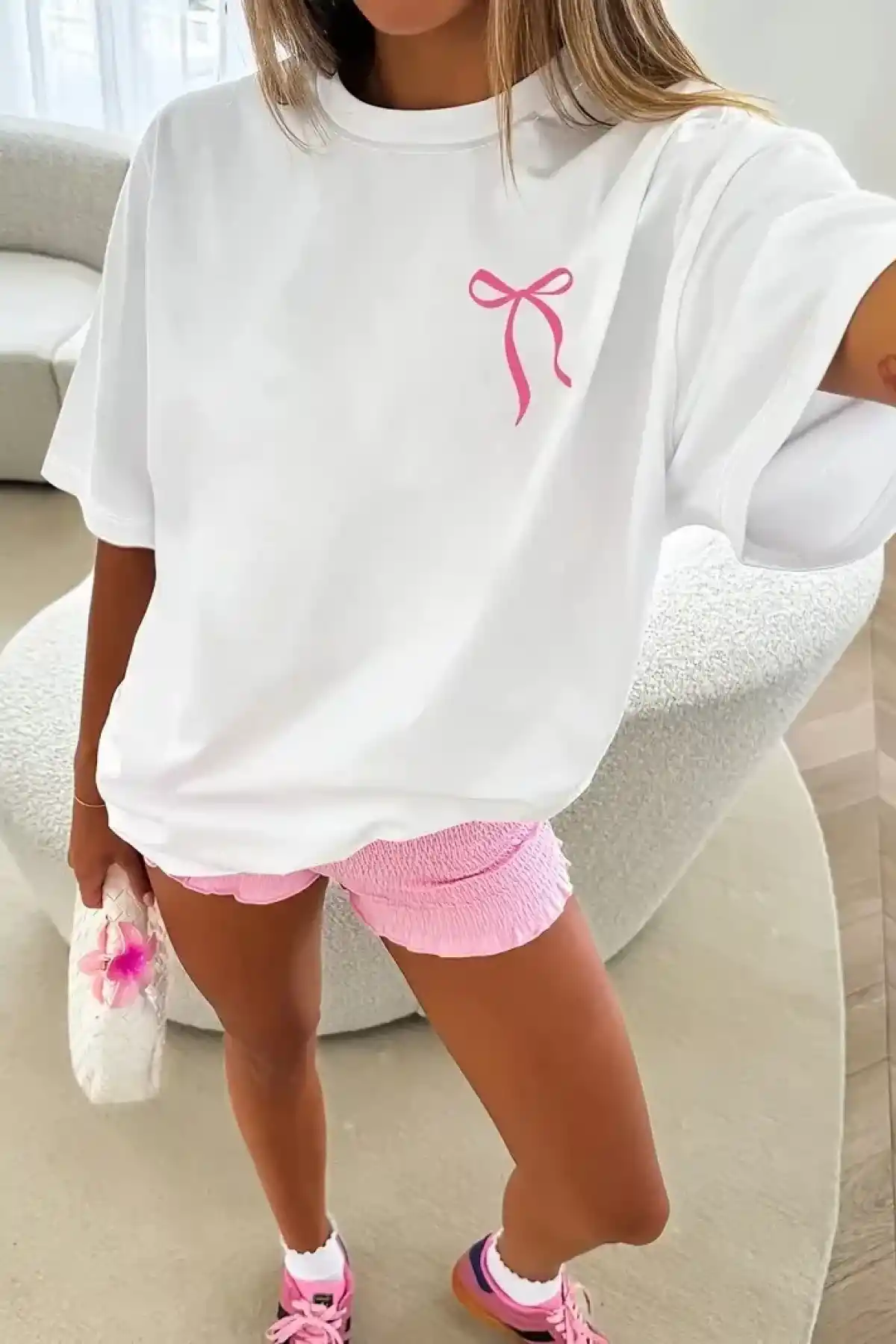 Sporda Günlük Hayata Giyilebilir GYM Baskılı Oversize Bisiklet Yaka Erkek T-shirt - Beyaz