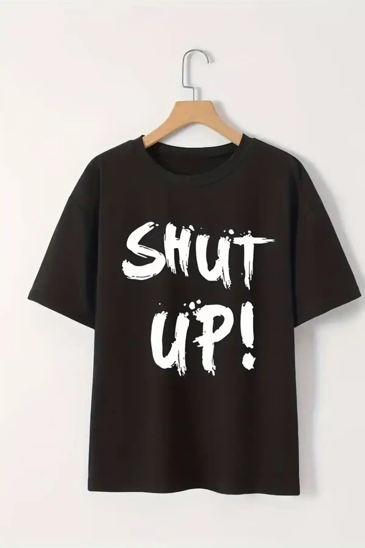 20/1 Penye Compack Baskılı Oversize Bisiklet Yaka m Kısa Kol Yazlık T-shirt - Siyah