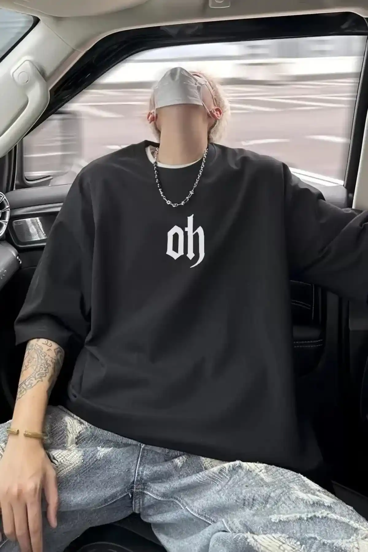 Baskı Oh Erkek Oversive Tişört, Grafik Tişört Erkek Yazlık Outdoor Kıyafetleri, Sporda ve Günlük Giyime Uygun - Siyah