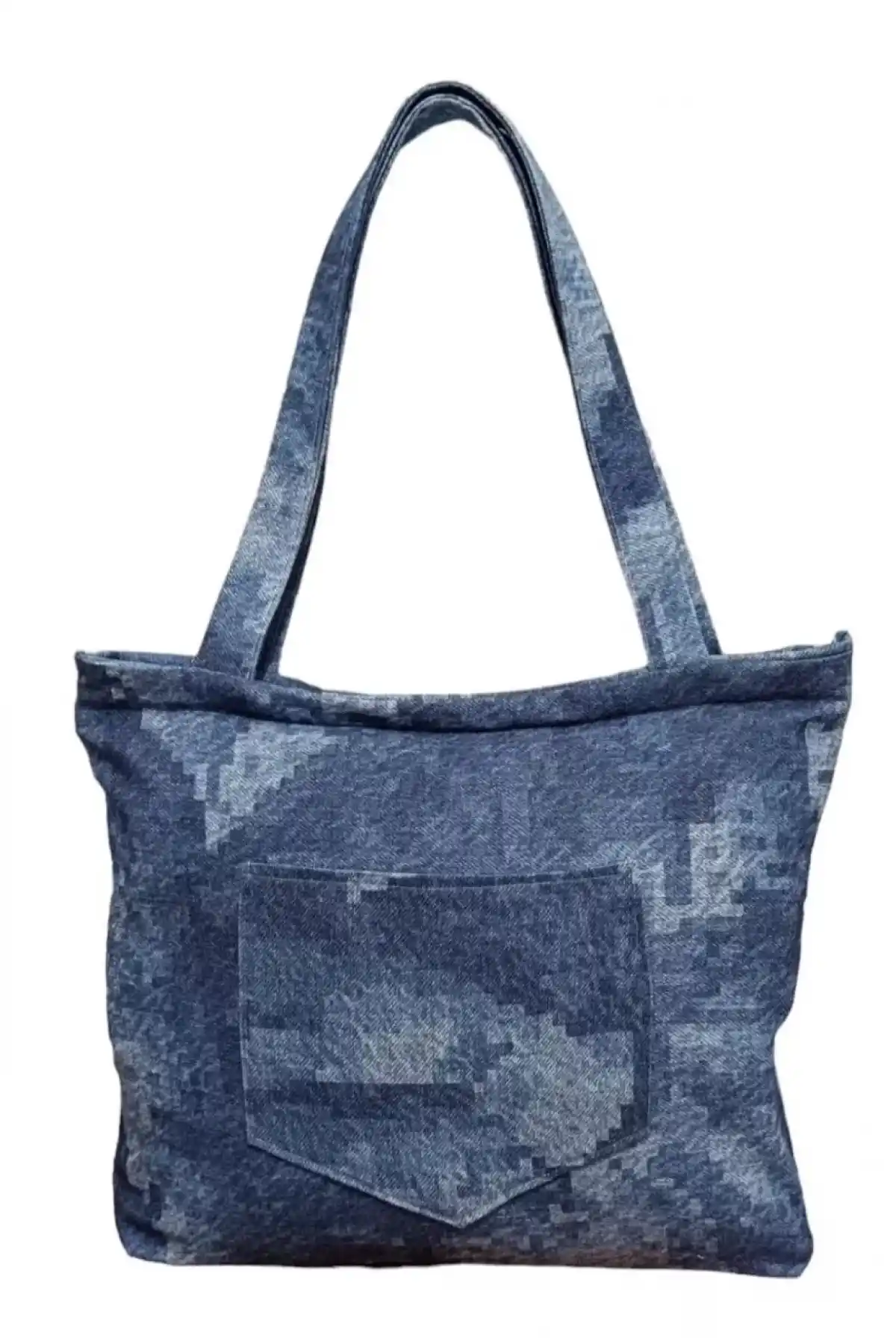 Blujin Desenli Piknik ve Deniz Cepli Fermuarlı Çanta - Mavi