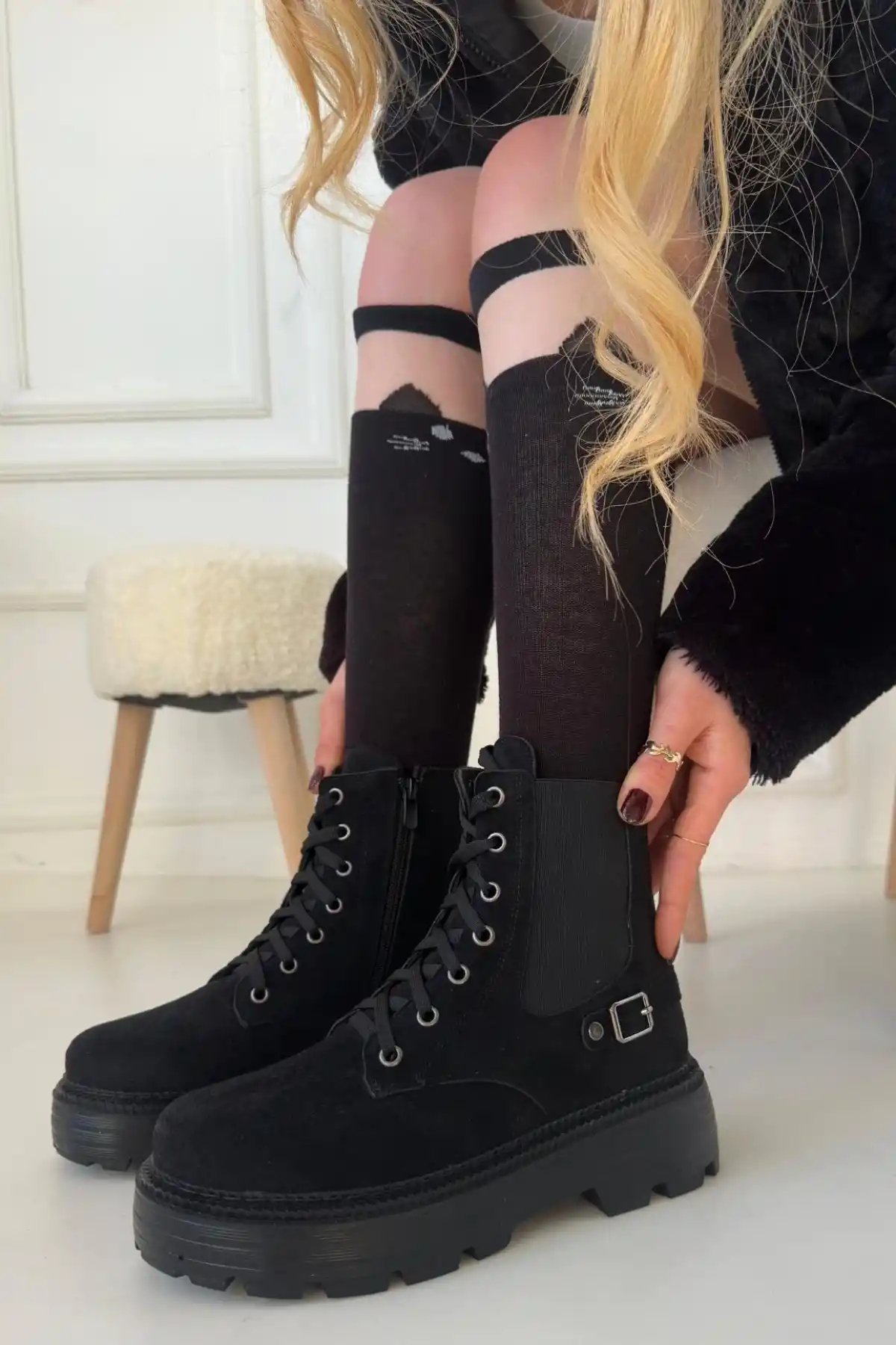 Boby Siyah Süet Bağcıklı Bot - GC