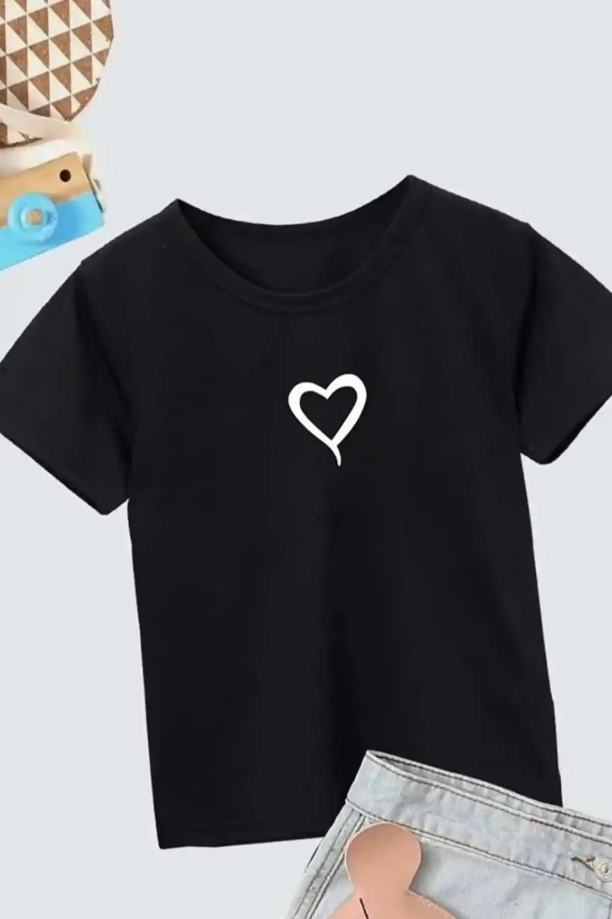 Çocuk Unisex Baskılı T-Shirt - Siyah