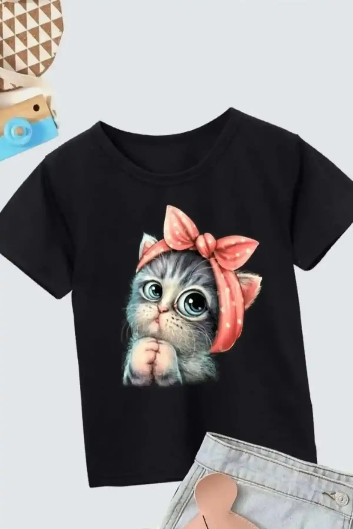 Çocuk Unisex Baskılı T-Shirt - Siyah