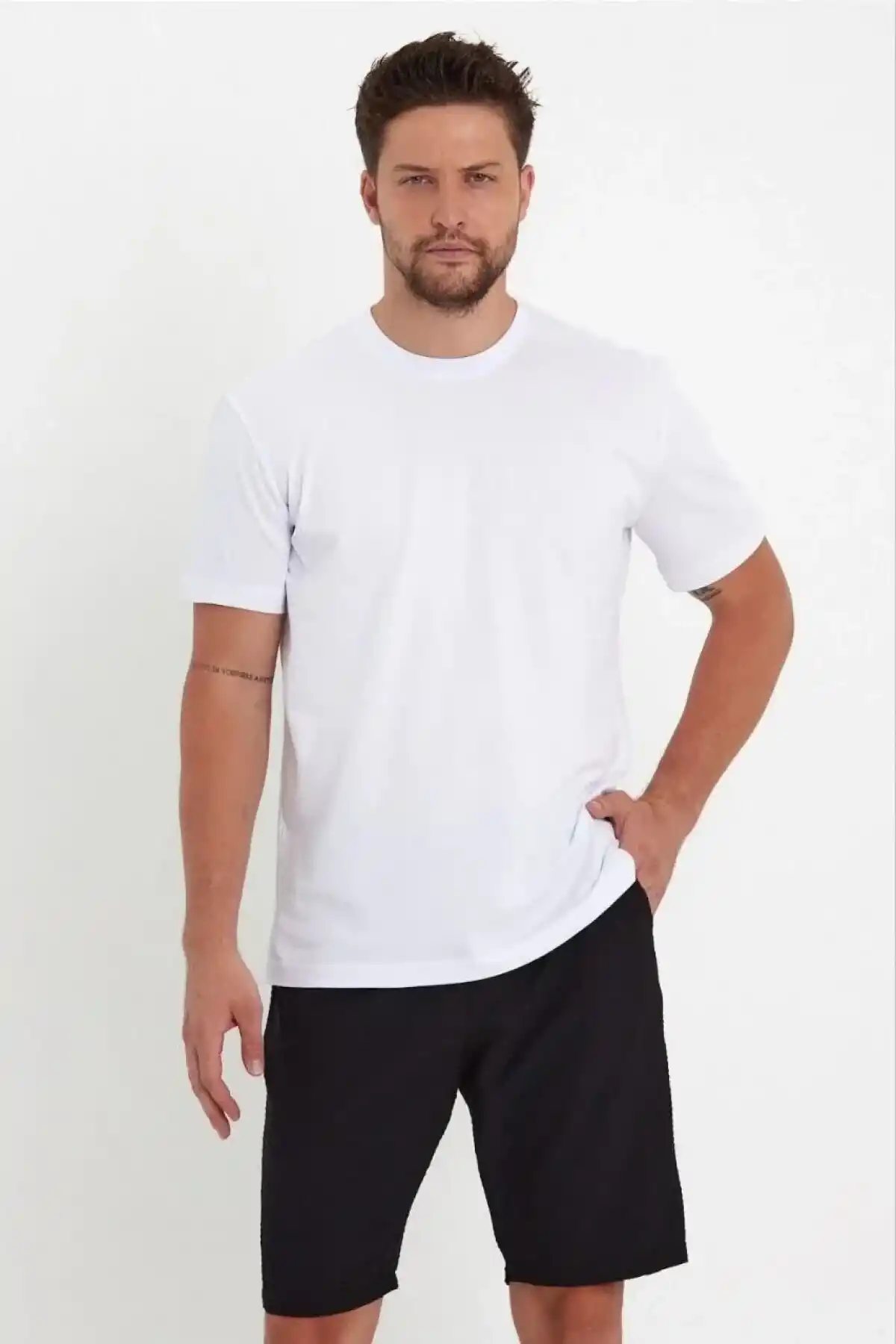 Erkek 24/1 Düz A Kalite Oversize T-shirt - Beyaz