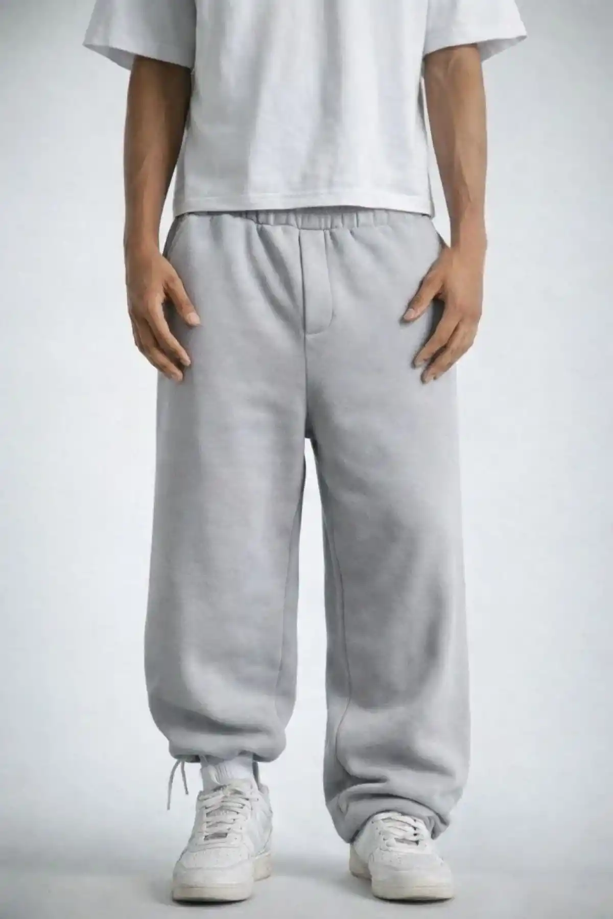 Erkek Baggy Alt Eşofman - Gri