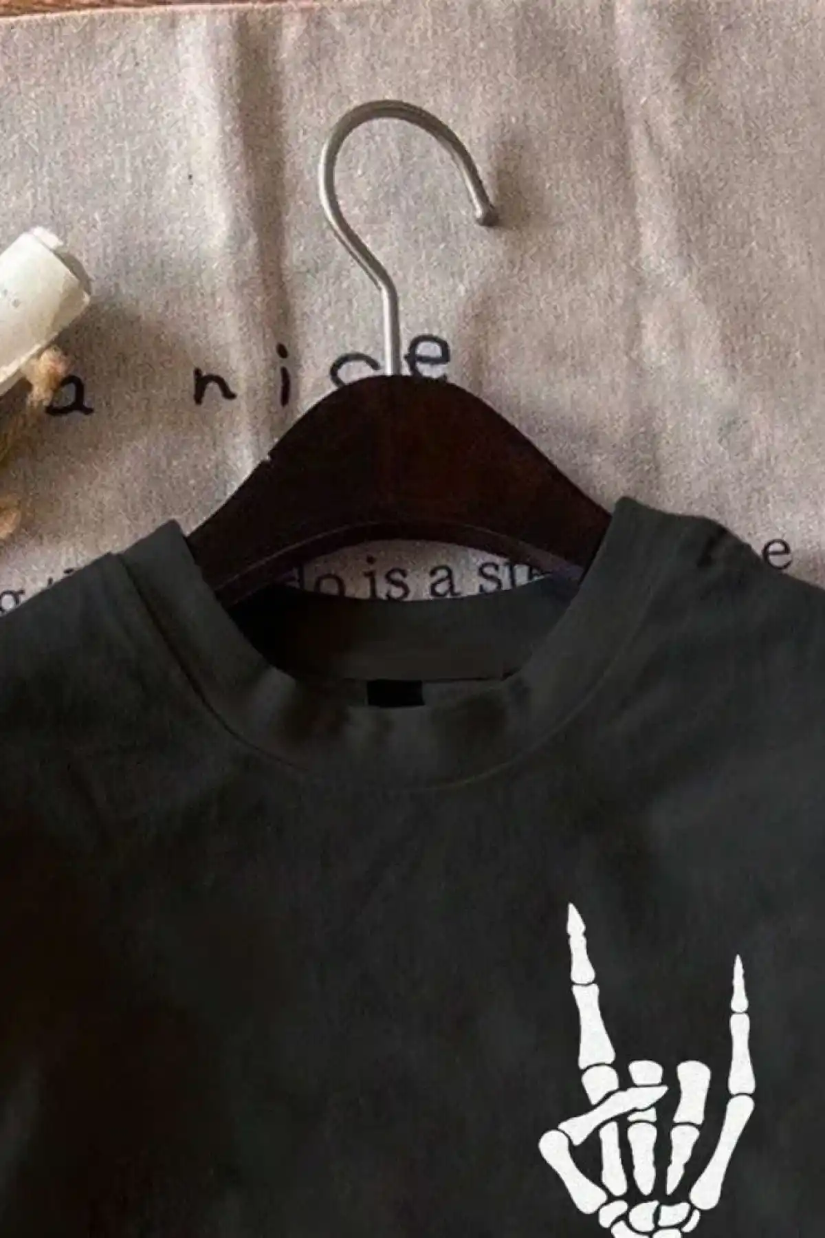 Erkek Baskılı Oversize T-shirt - Siyah