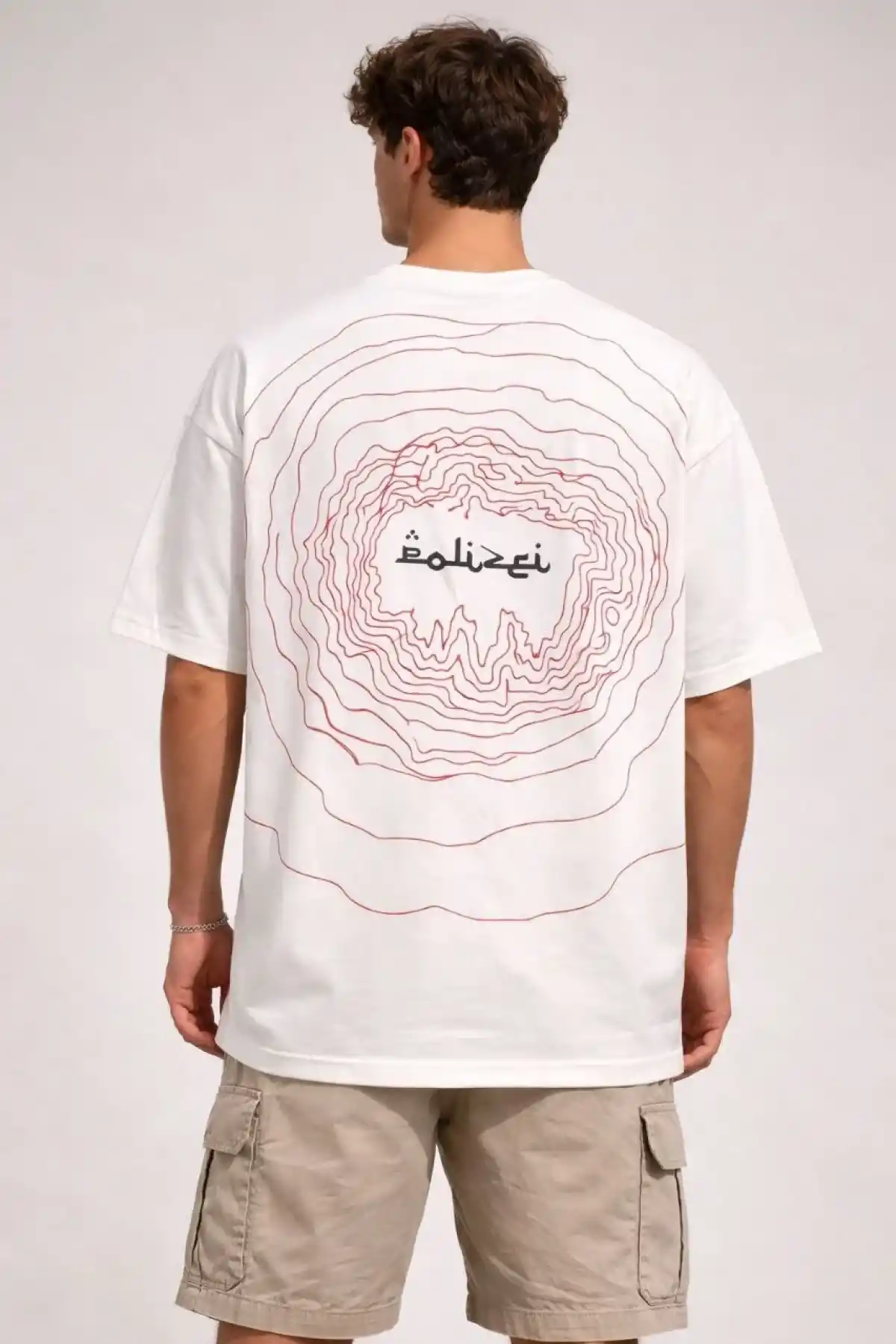 Erkek Bisiklet Yaka Baskılı Kısa Kollu Tişört Streetwear Günlük Basic Pamuklu T-shirt - Beyaz