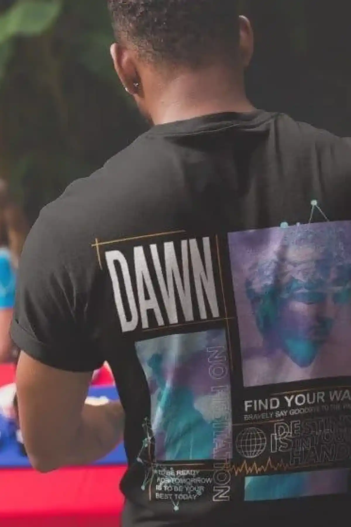 Erkek Bisiklet Yaka Baskılı Oversize T-Shirt - Siyah