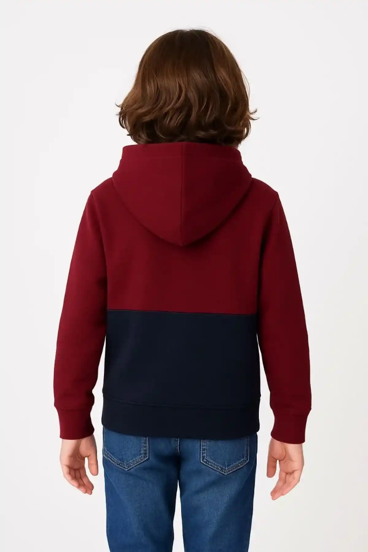 Erkek Çocuk Kapüşonlu Kanguru Cepli Parçalı SweatShirt - Renkli