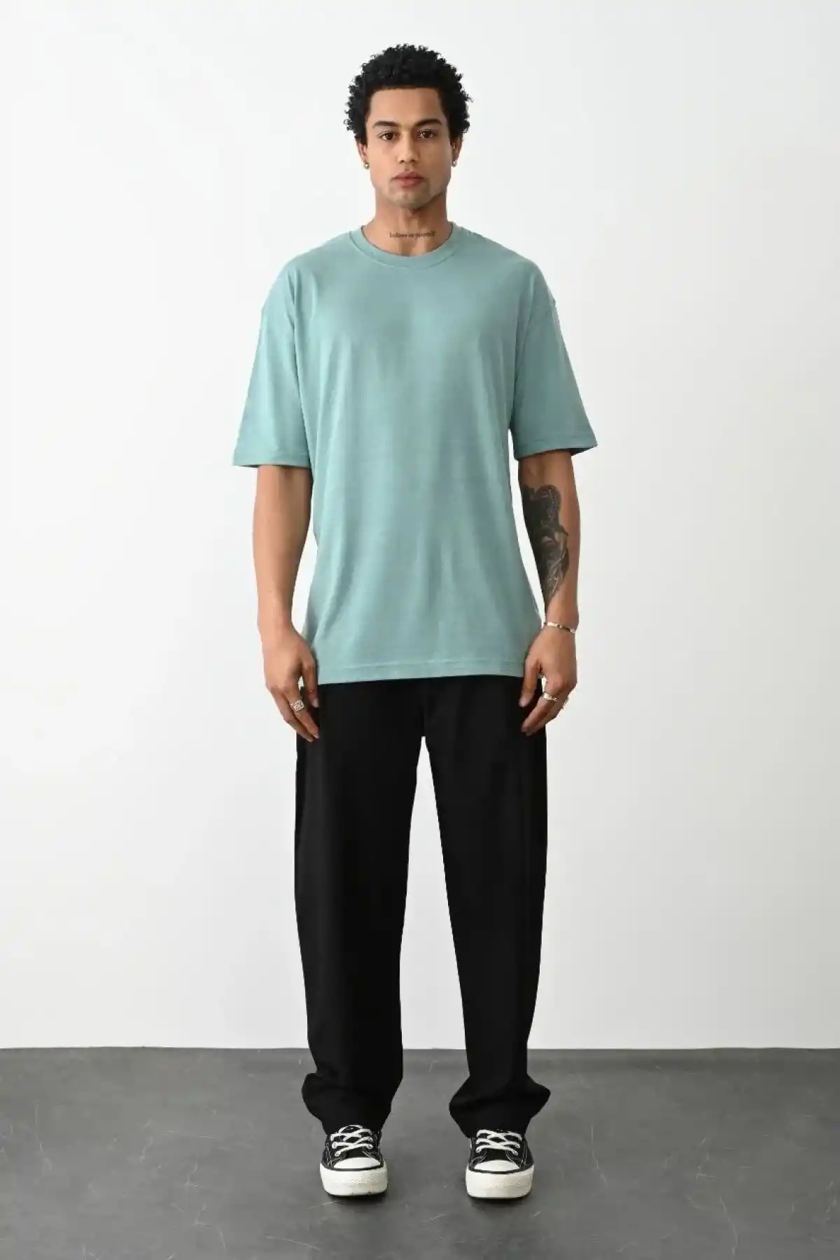 Erkek düz Basic Bisiklet Yaka Kısa kol T-Shirt - Açık Mavi