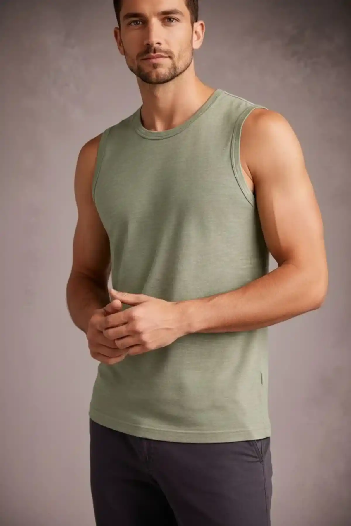 Erkek Flamlı Sıfır Kolsuz Atlet ve Fitness - Mint Yeşili