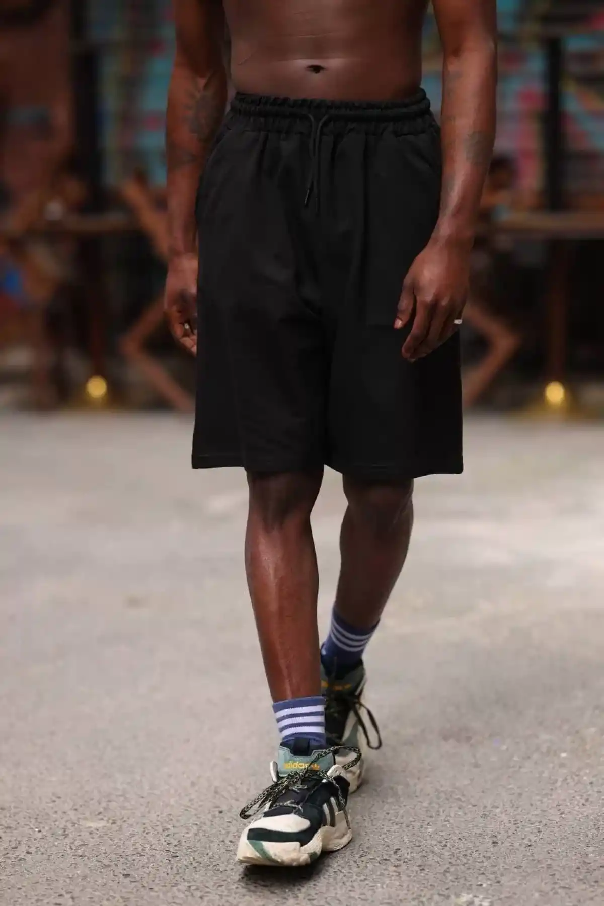 Erkek İki İplik Cepli Şort - Siyah