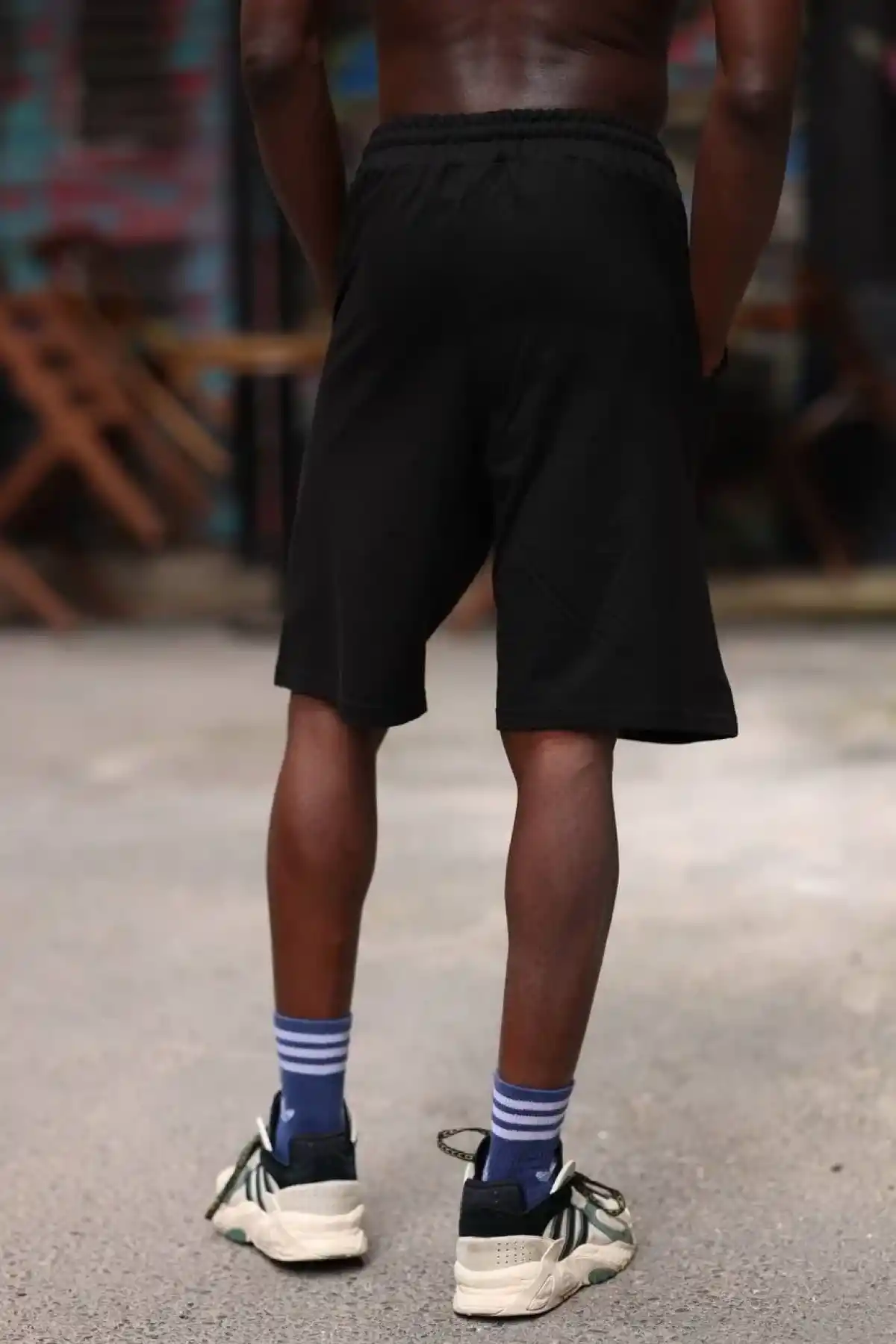 Erkek İki İplik Cepli Şort - Siyah