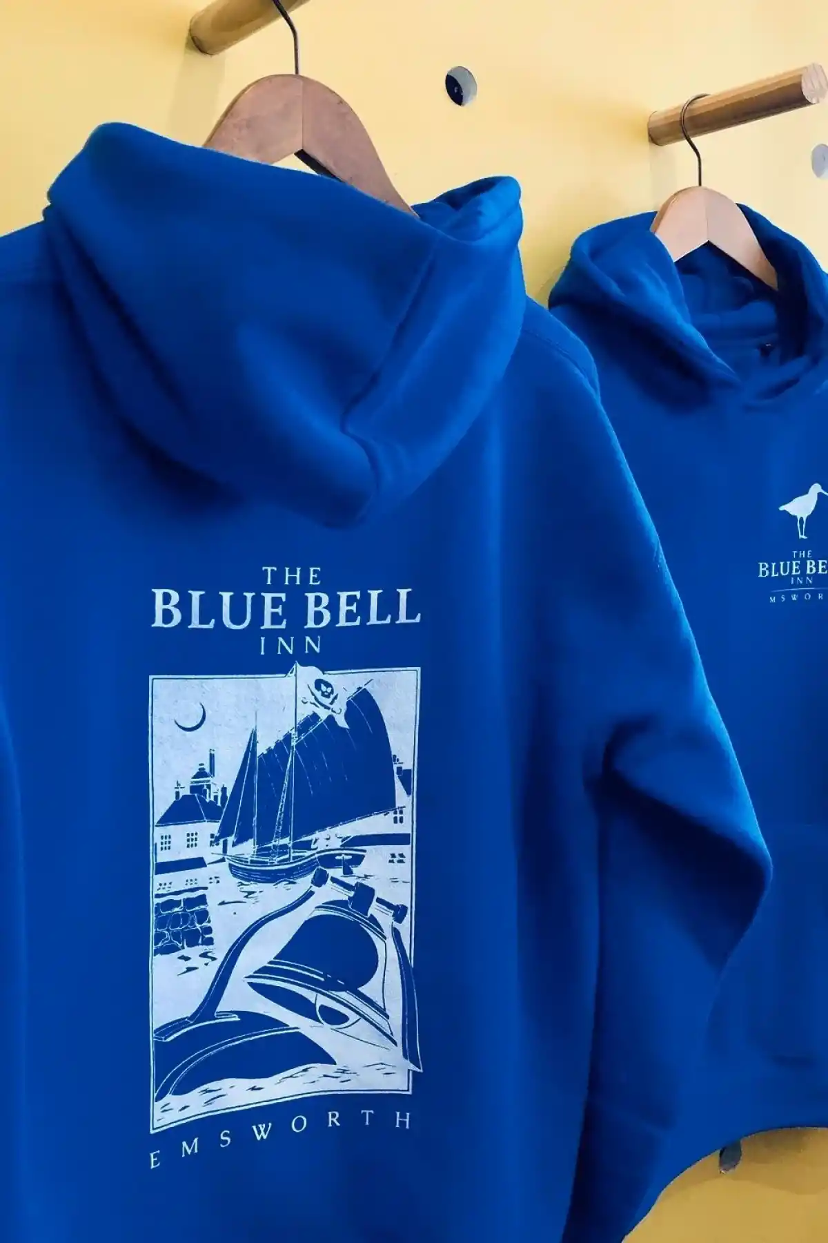 Erkek Kapüşonlu Double Oversize Hoodie – Üç İplik Pamuklu, Deniz ve Yelken Baskılı, Kanguru Cepli Premium Sweatshirt - Saks Mavi