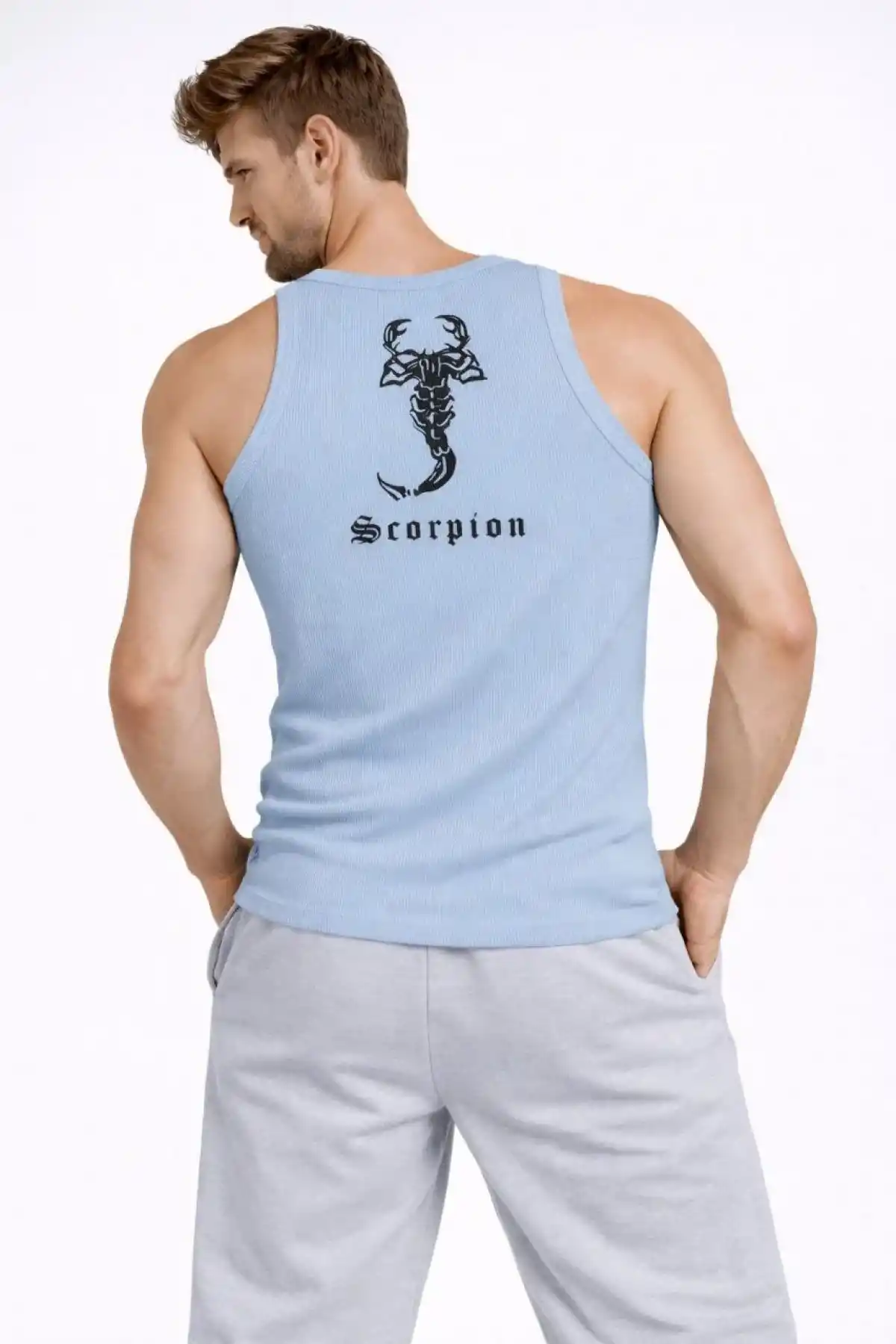 Erkek Spor Fitilli Atlet 3lü Set Mint Yeşili Pembe Bebek Mavisi Slim Fit Kaşkorse Arka