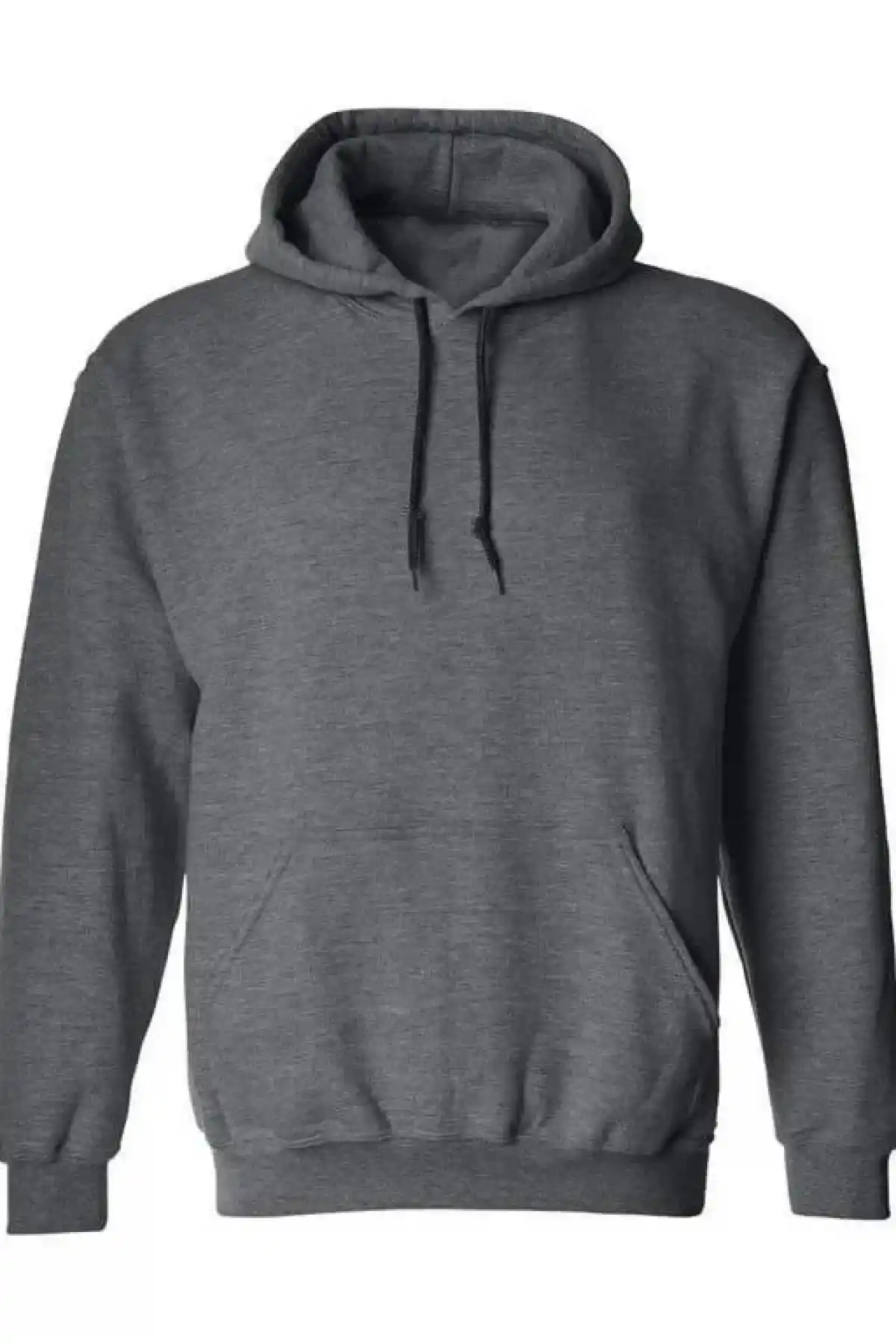 Erkek 3 İplik Pamuklu Kapüşonlu Cepli Oversize Hoodie Sweatshirt - Füme